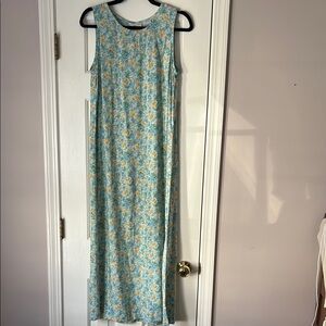 Floral Sleeveless Maxi Dress - Blue and Yellow